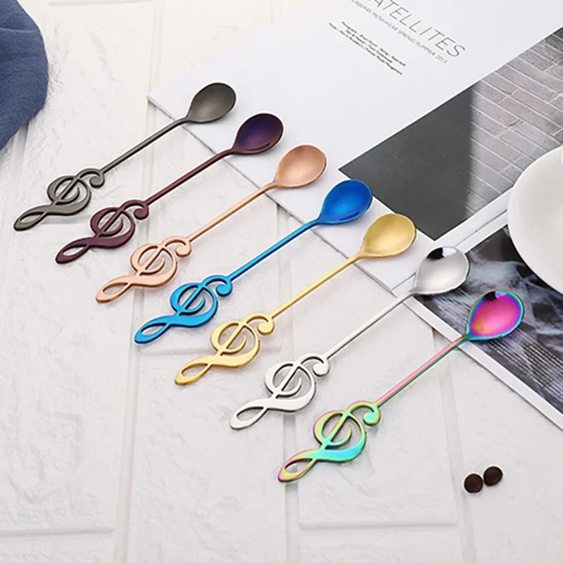 10PCS 304 Stainless Steel Musical Notes Coffee Spoon Stirring Cup Spoon Music Stick Ice Cream Gift Spoon Kitchen Accessorie view 4