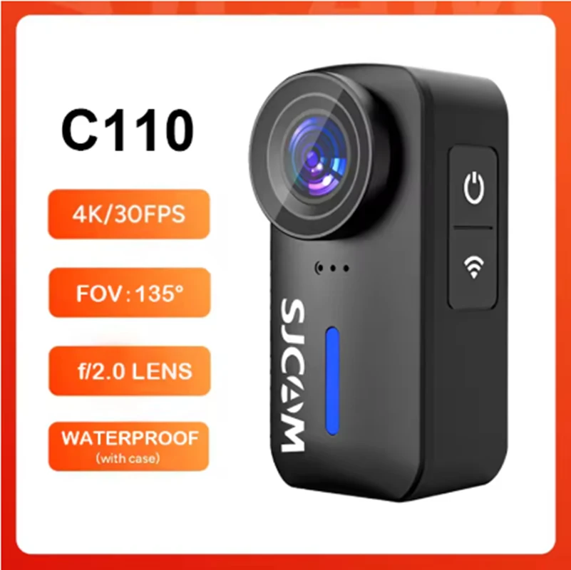 SJCAM C110 4K Action Camera with 135° Wide Angle f/2.0 Lens EIS Stabilization 1500MP Photos 200Min Battery 30M Waterproof Case