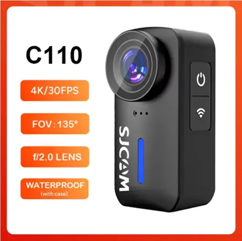 SJCAM C110 4K Action Camera with 135° Wide Angle f/2.0 Lens EIS Stabilization 1500MP Photos 200Min Battery 30M Waterproof Case