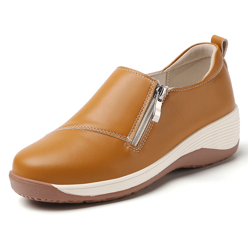 

New soft-soled casual spring and summer women's fashion 100% leather vulcanized shoes, large size 36-44