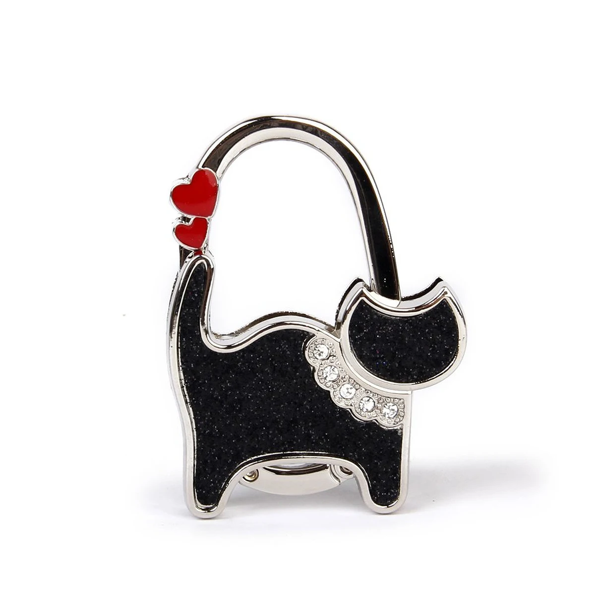 

Folding Handbag Hanger 10cm Zinc Alloy Rhinestone Hook for Tables Black Crystal Bag Holder Restroom Bar Universal Storage Hooks