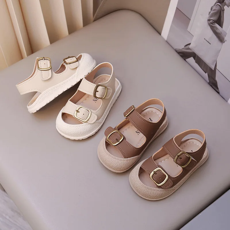 Boys Baby Soft-soled Toddler Shoes Closed Toe Beach Shoes Children Sandals Summer Flats Shoes Size 16-26