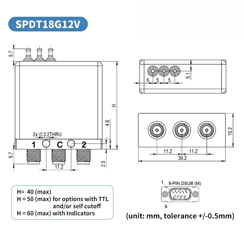 SPDT RF coaxial switch SMA female SPDT mechanical switch relay 12V/24V DC-18GHz