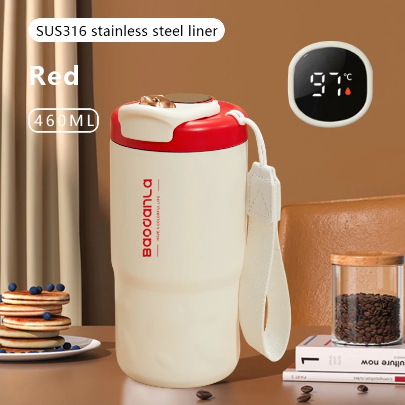 460ml RVS Reistop met Dubbele Wand Vacuüm Isolatie, Lekvrije Thermokolf voor Warme & Koude Dranken