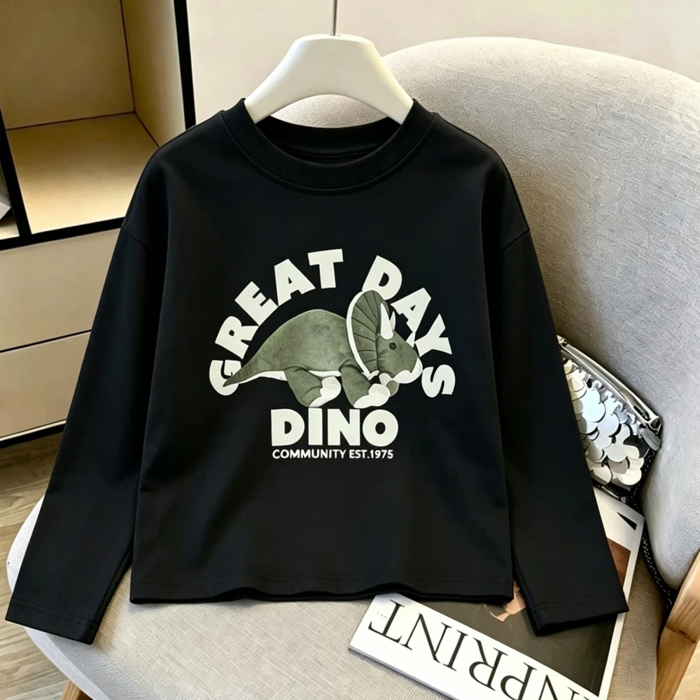 Toddler Cotton Round Neck Long Sleeve Top Extra Gentle Tee for Home School Outside Activities Kids Daily Attire Children Casual