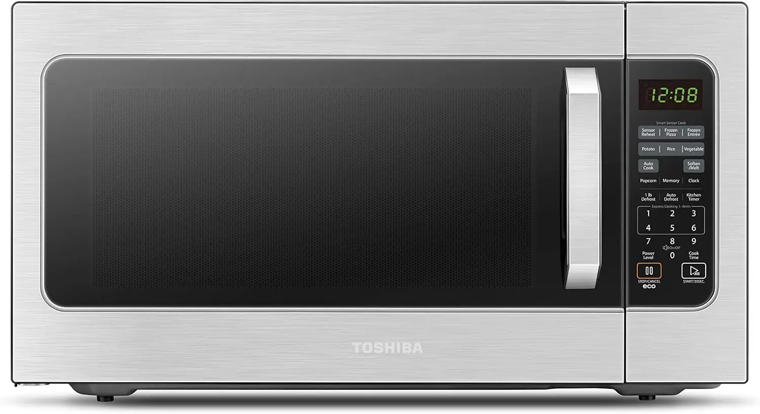 Stainless Steel Large Countertop Microwave (2.2 Cu Ft, 1200W) with Smart Sensor, 6 Menus, Auto Defrost, ECO Mode, Mute Option, a