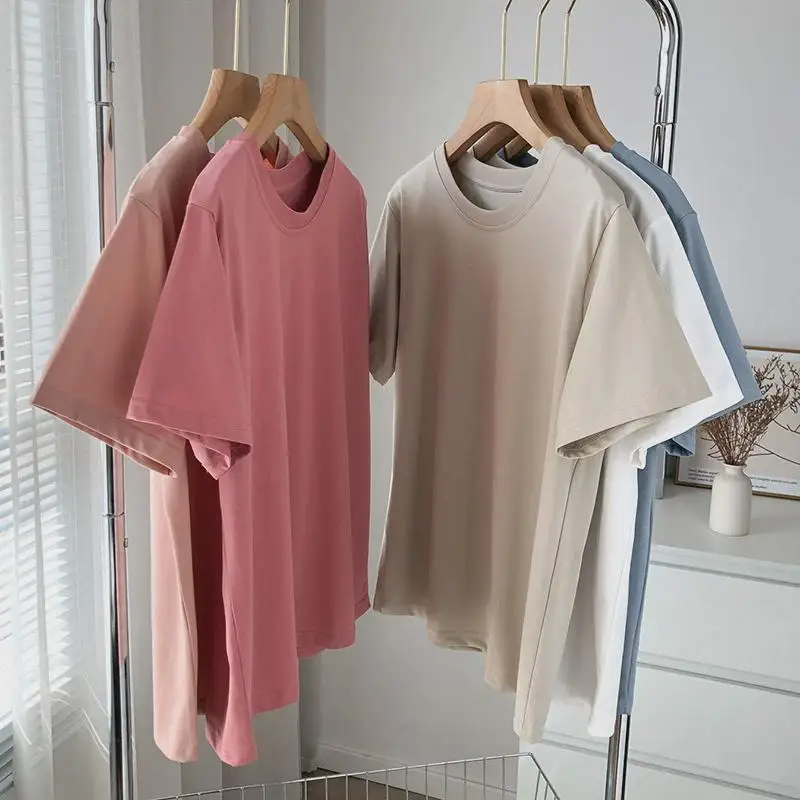 

Футболка Tiansi Cool Cotton с коротким рукавом, женская, повседневная, свободного кроя, из полиэстера, весна-лето, модная, популярная в Instagram, белая