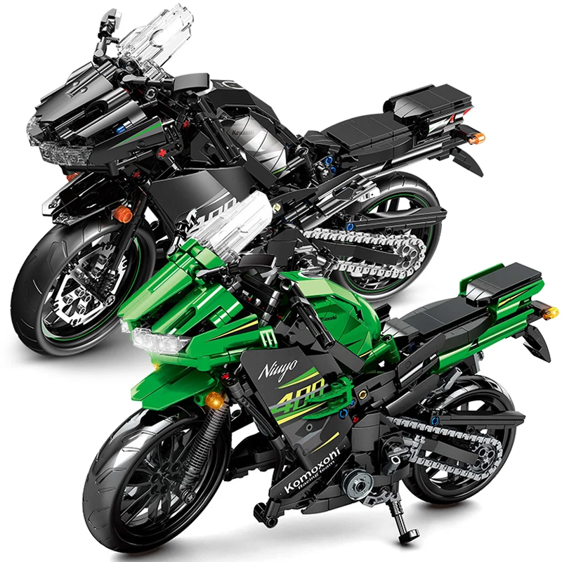 912PCS Technical Ninja 400 Motorcycle Building Blocks Locomotive Motorbike Racing Vehicle Bricks Toys Gifts For Children Boys