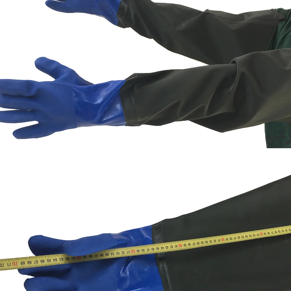 

1 Pair Pvc Extended Industrial Gloves Thicken Oil Proof Wear Resistant Water Oil Protection Durable Rolled Design