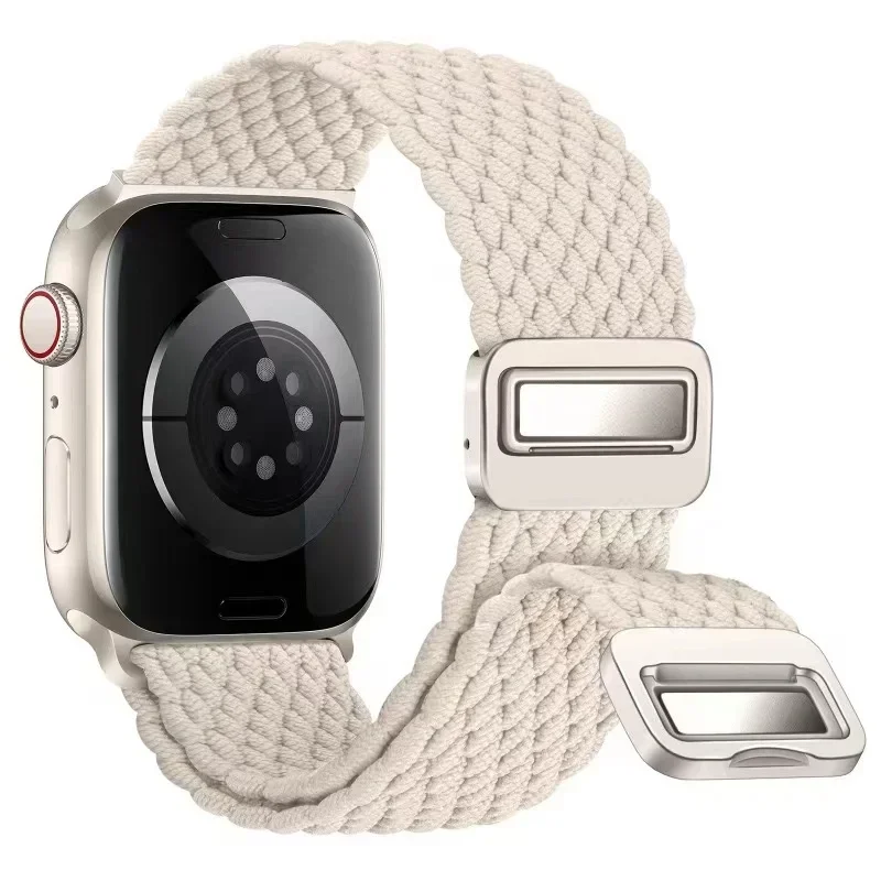 애플 워치용 나일론 브레이드 스트랩, 마그네틱 팔찌, iWatch 10 9 8 7 6 5 SE 벨트, Ultra2 밴드, 49mm, 46mm, 45mm, 41mm, 44mm, 42mm, 40mm