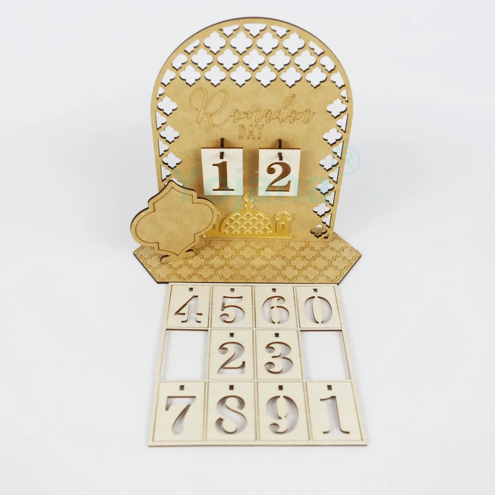 

DIY EID Mubarak Countdown Calendar Wooden Desktop Decoration For Living Room Festival Gift Home Decor New Arrival