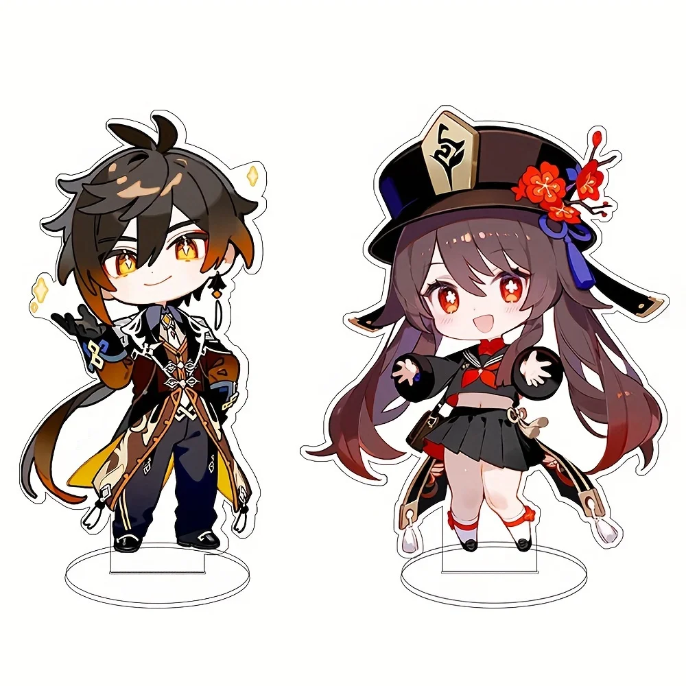 Genshin Impact peripheral small stand Walnut Zhongli acrylic stand anime ornaments Genshin Impact double-sided sandwich ornament