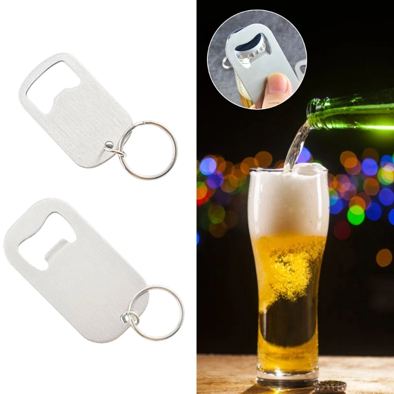 2Pcs Flat Beer Bottle Opener Keychain for Kitchen, Bar, Restaurant Easy to Carry