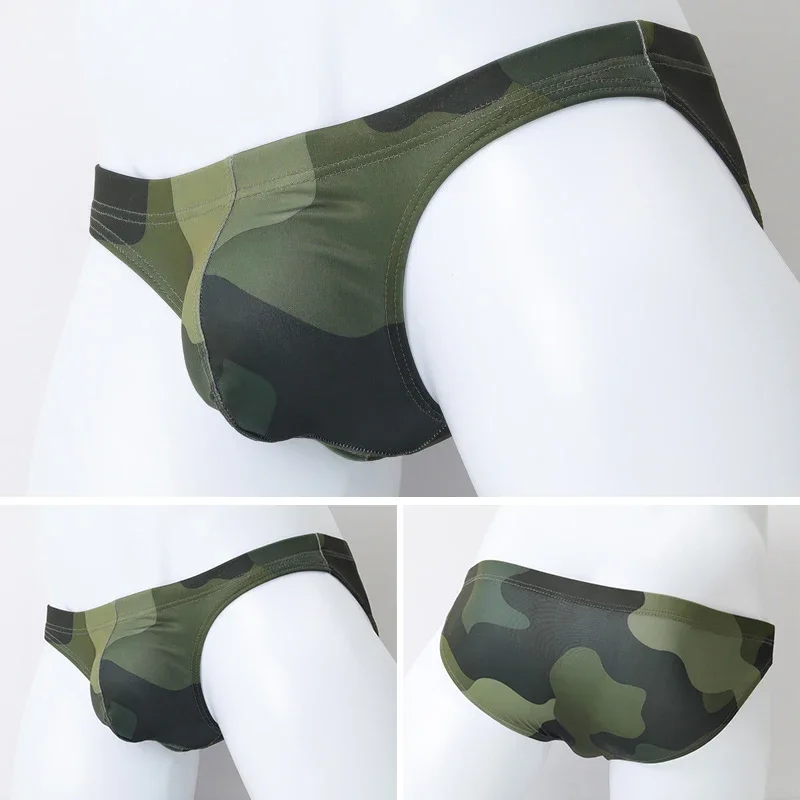 Mens Camouflage Underwear Seamless Ultra Thin Briefs Low Waist Breathable Panties Sexy Bulge Pouch Underpants Lingerie