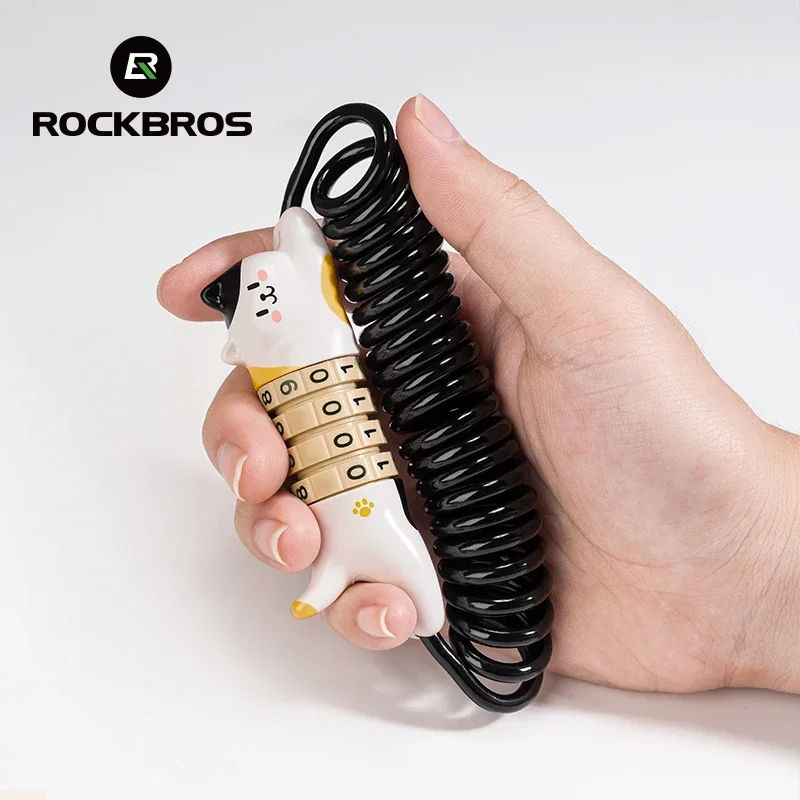 ROCKBROS Cycling Lock Password Helmet Lock Creative Ultra-Light Cat Steel Bicycle Cat Lock Anti Theft Bike Lock Accessories