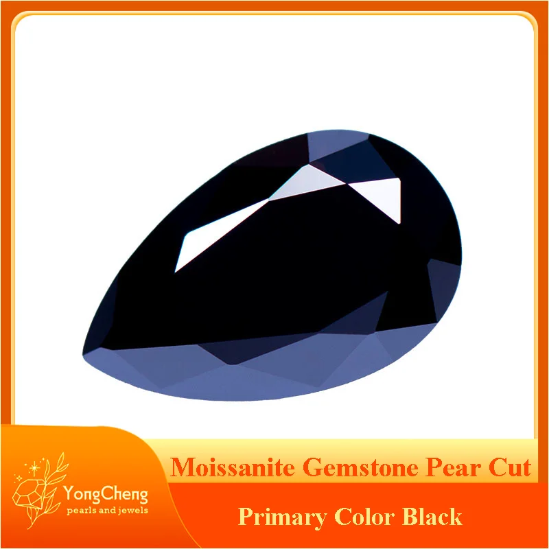 

Moissanite Gemstone Primary Color Black Pear Cut Lab Grown Diamond for Advanced Jewelry Making Materials with GRA Certificate