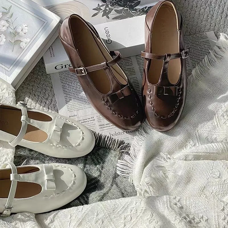 New French Roped Mary Jane Shoes 2025 Summer  White Summer Women's Shoes Breathable Versatile Flats