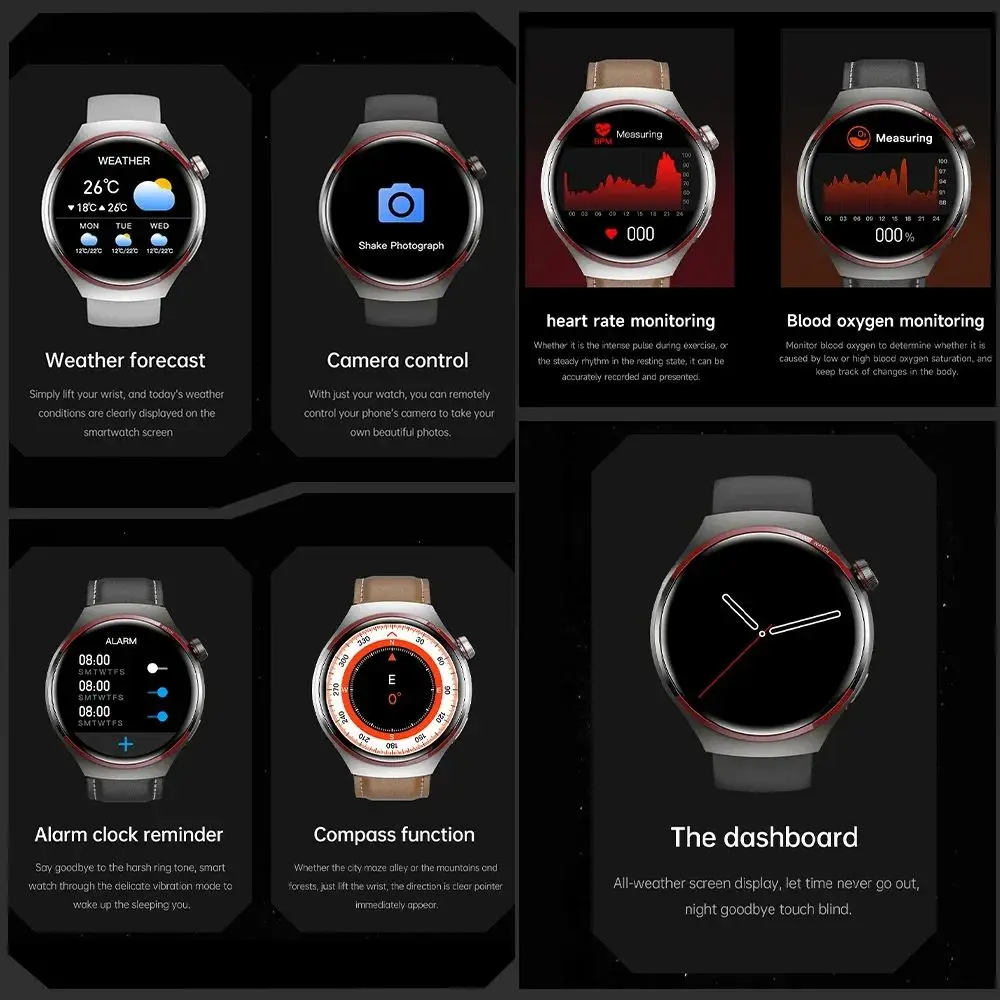 Nuevo reloj inteligente para deportes al aire libre para hombres NFC GPS brújula ritmo cardíaco Bluetooth llamada impermeable SmartWatch SMS recordatorio música nteractiva