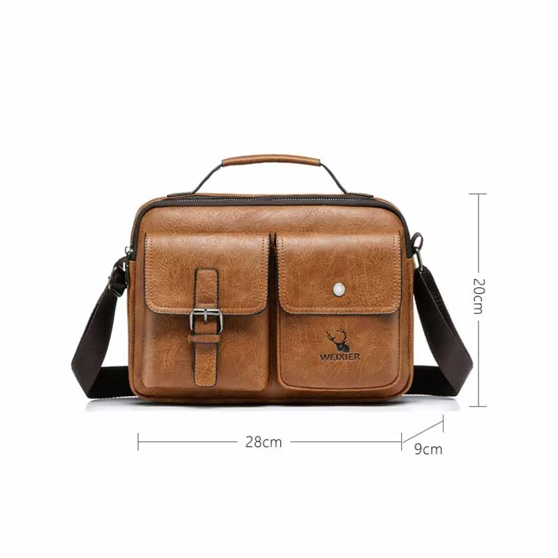 Fashion Men\'s Messenger Bag Vintage New Man Tote Bag PU Leather Satchel Shoulder Bag Male Crossbody Bags Designer Large Handbags