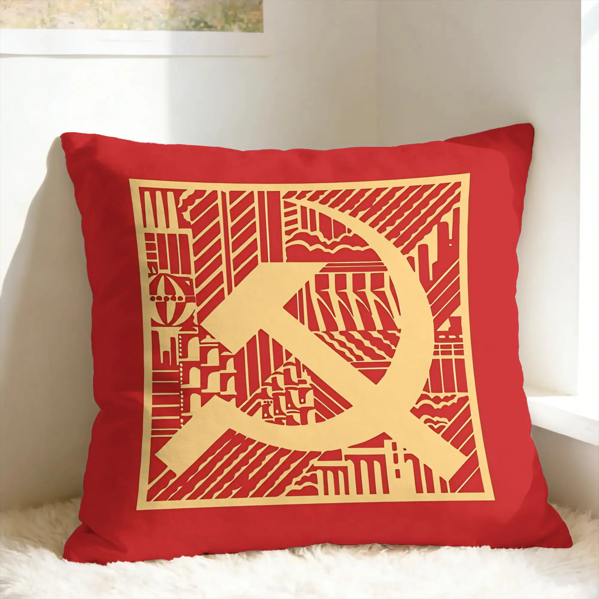 CCCP Soviet Hammer And Sickle Star Pillow Cover  Novelty Pillow Case For Living Room Sofa Custom Cushion Cover Gift