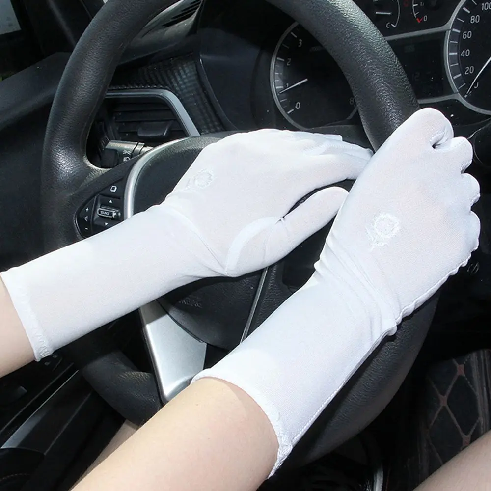 Women Slip Resistant Mid-long Anti UV Sunscreen Gloves Etiquette Gloves Driving Gloves