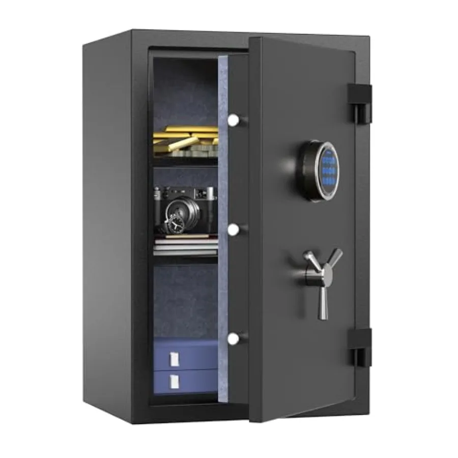 

Огнестойкий сейф класса люкс с цифровым замком, сенсорным экраном, 3-спицевой ручкой и съемной полкой для дома