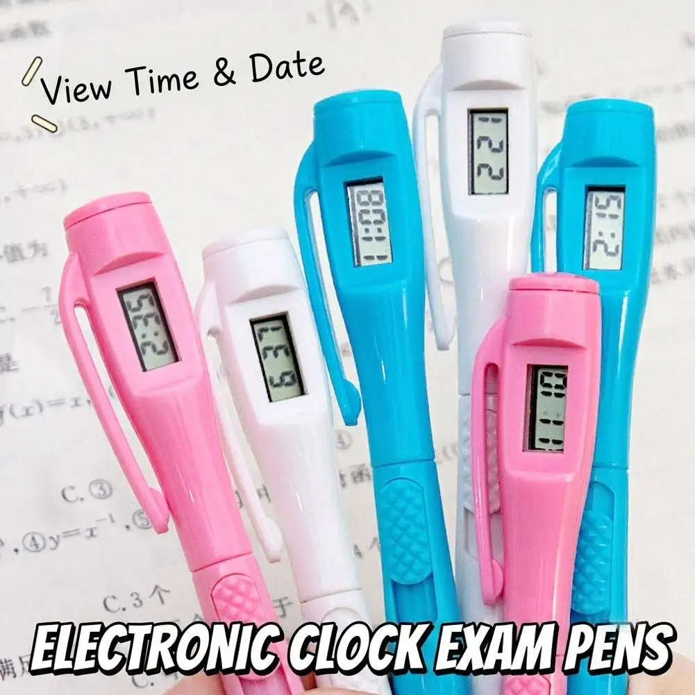 Digital Watch Pen Electronic Clock Ballpoint Pens 1pc Random Color Multifunction Student Exam Writing School Stationery Gifts