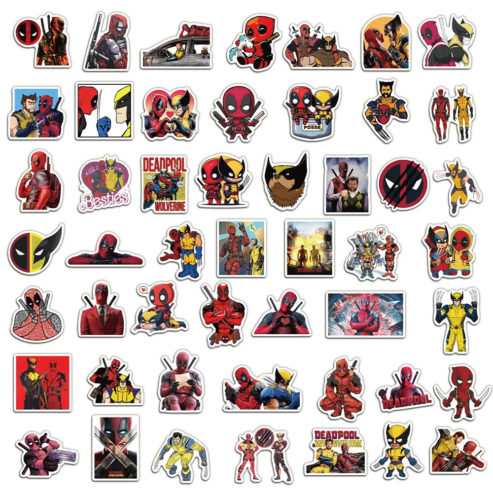 50PCS The Avengers Deadpool Stickers Anime Decals DIY Notebook Phone Laptop Skateboard Bike Decoration Waterproof Men Women Toy