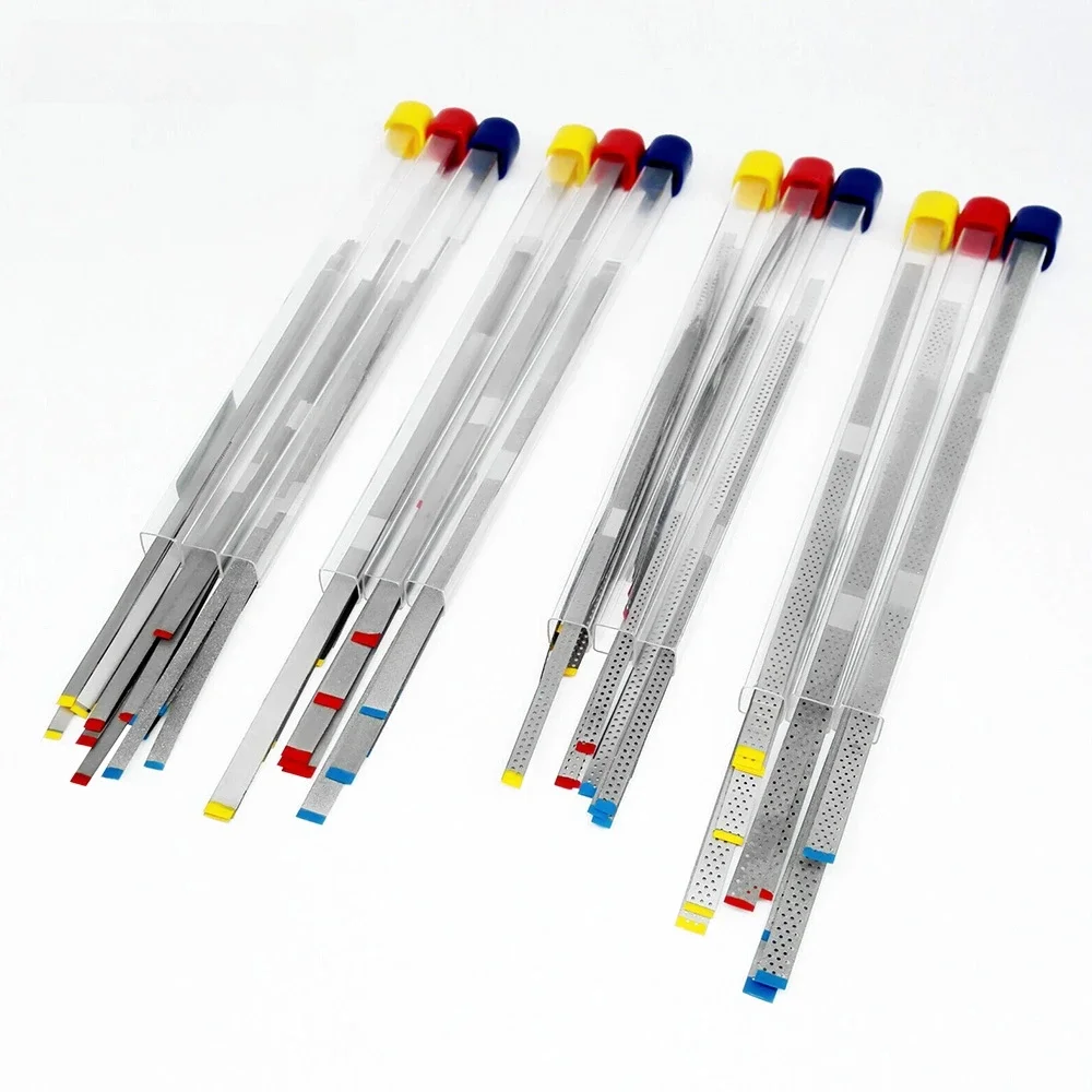 5pc Dental Diamond Strips - Stainless Steel IPR Strips, Fine/Medium, Single/Double Side, Composite Polish