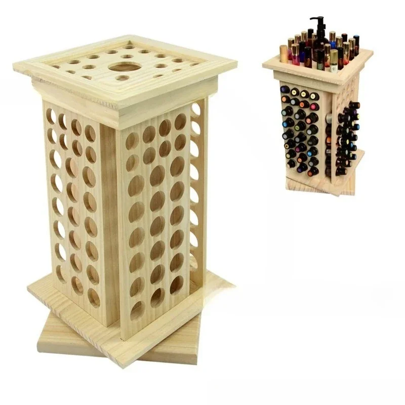 Wooden Rotatable Rack Essential Oil Bottle Storage Rack Essential Oil Display Rack