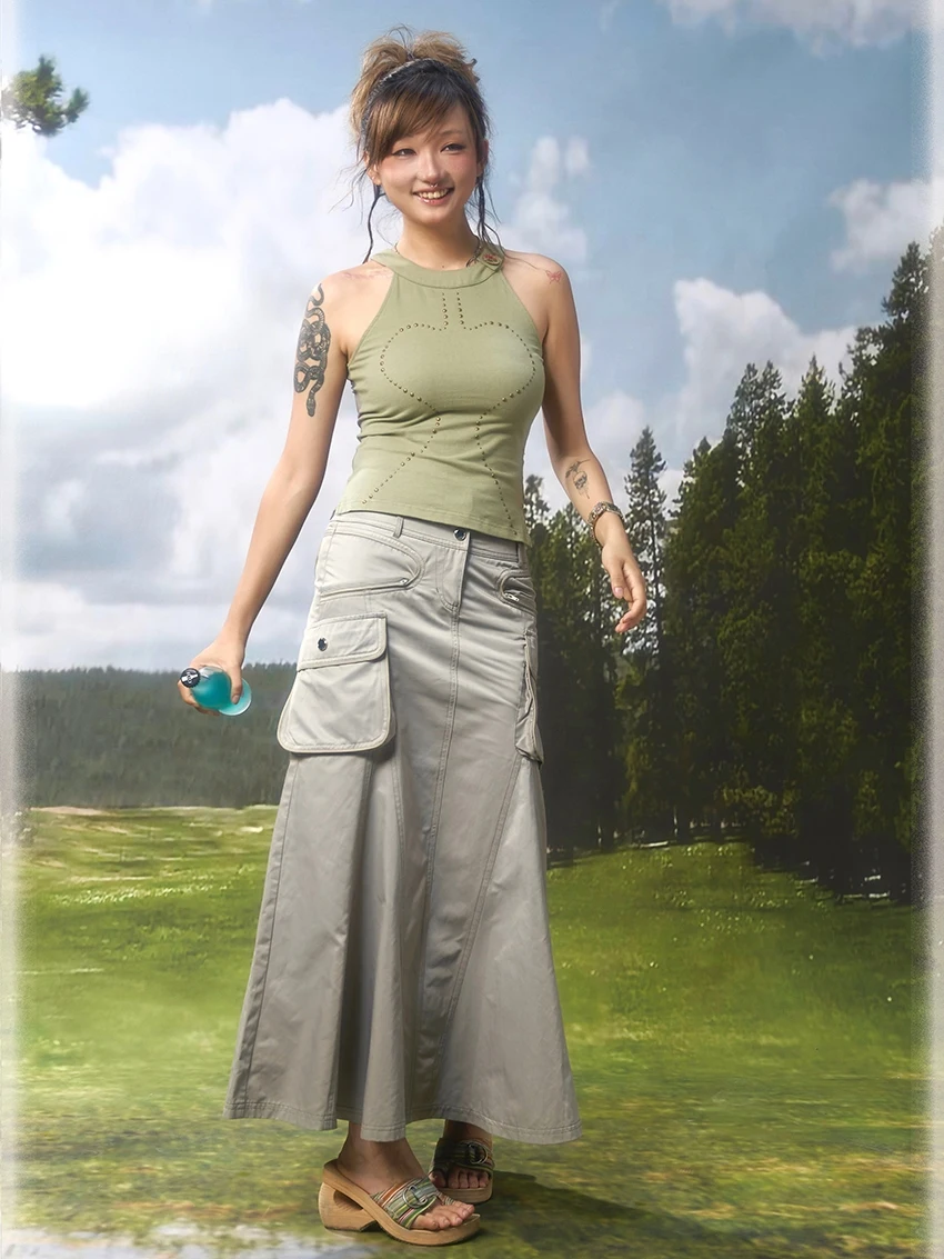 

Dren Heavy Industry Double Waist Design Casual Slim Fit Workwear Fi Tail f Skirt Color Blo A-Line Skirt for Women