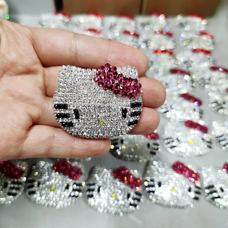1pcs Diamond-encrusted Cartoon KT Head Mobile Phone Case Resin Flatback Cabochons DYI Accessories Materials Junk Case Charms