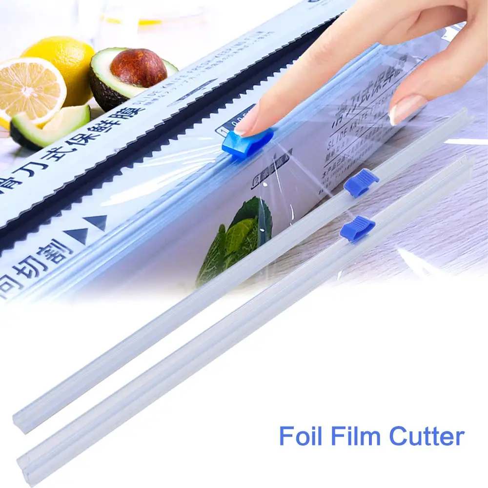 3pcs Convenient Plastic Wrap Dispensers Reusable Plastic Food Cling Film Cutter Slide Foil Film Cutter Plastic Wrap