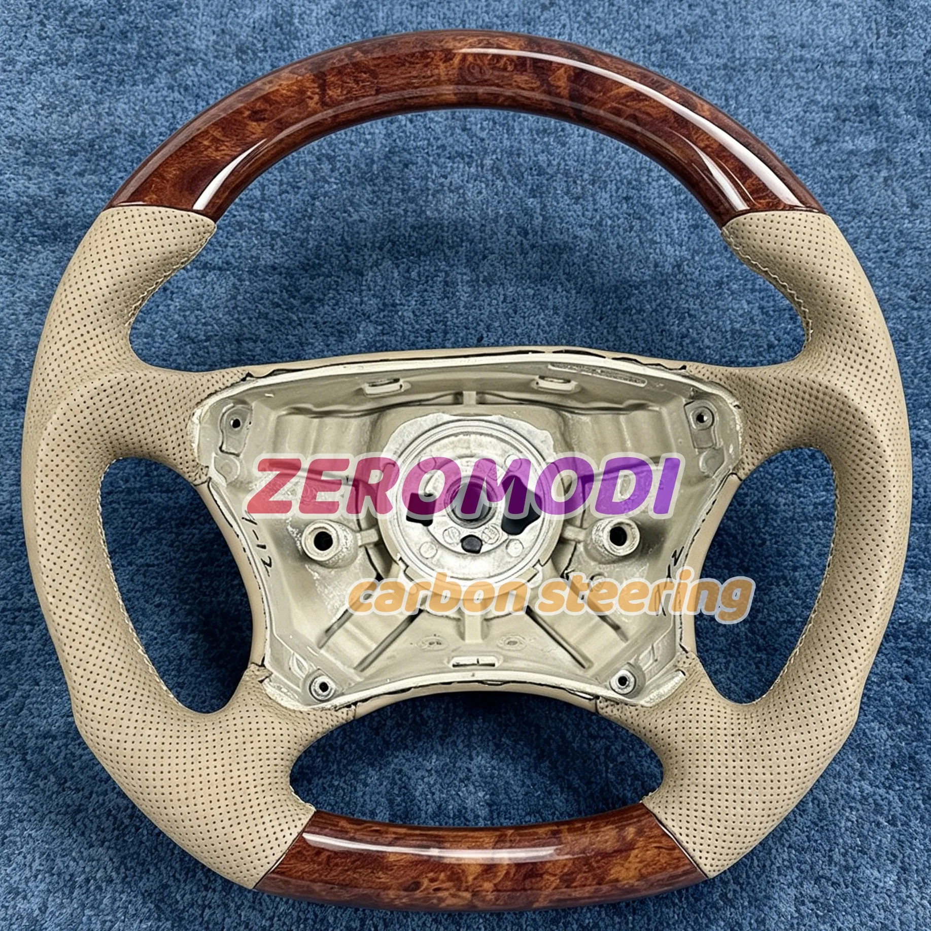 

Car D-Shape Wood Wooden Steering Wheel Leather Trim For Mercedes-Benz W220 S Class 1998-2005 Auto Replacement Accessory