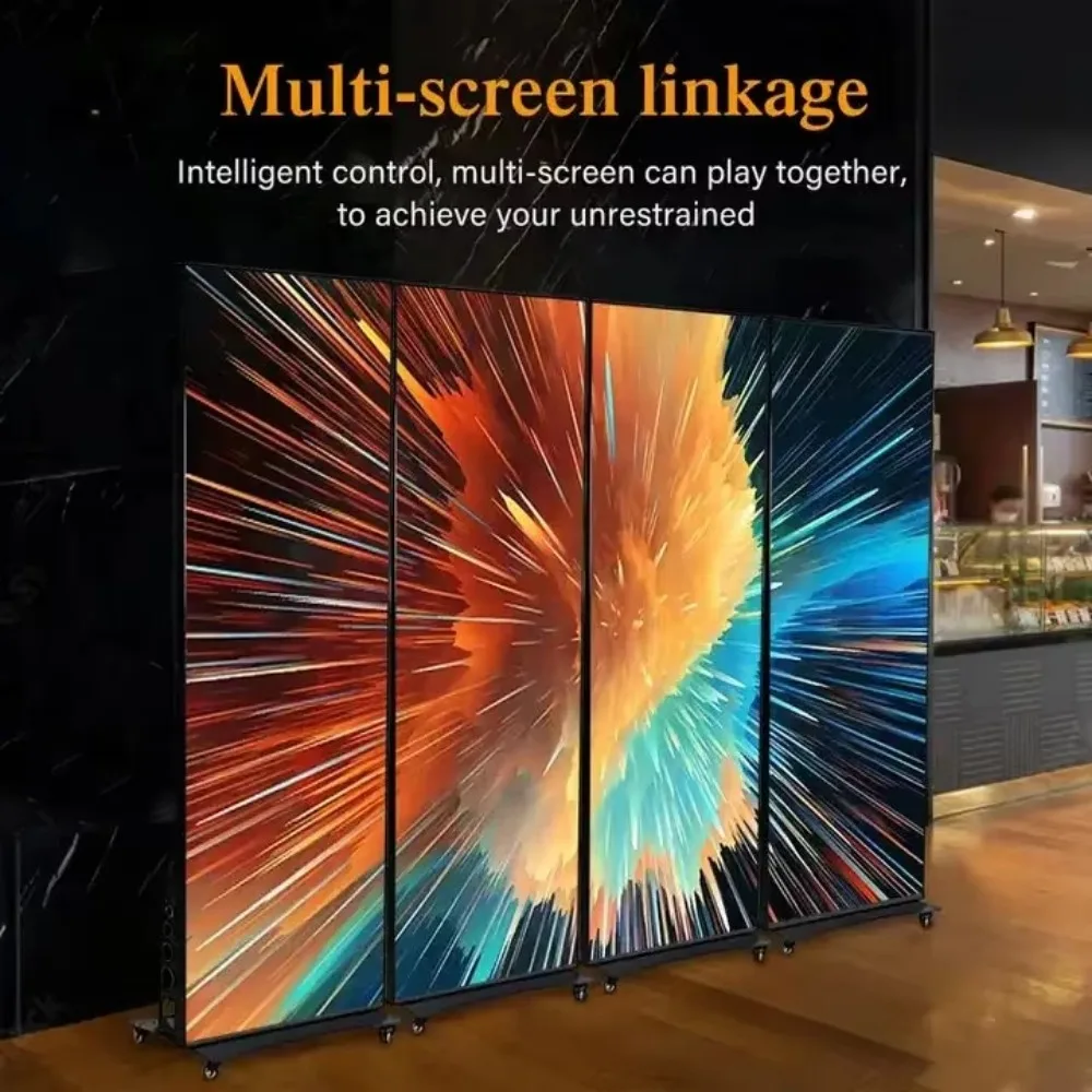 Advertising LED Digital Poster Ultra Slim Indoor Display with Wheels Stand P2.6 Led Screen