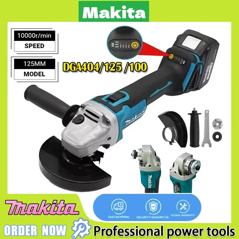 

Шлифовальная машина Makita, перезаряжаемая режущая машина DGA404, 125/100 мм, бесщеточная литиевая электрическая угловая машина, полировальный станок высокой мощности