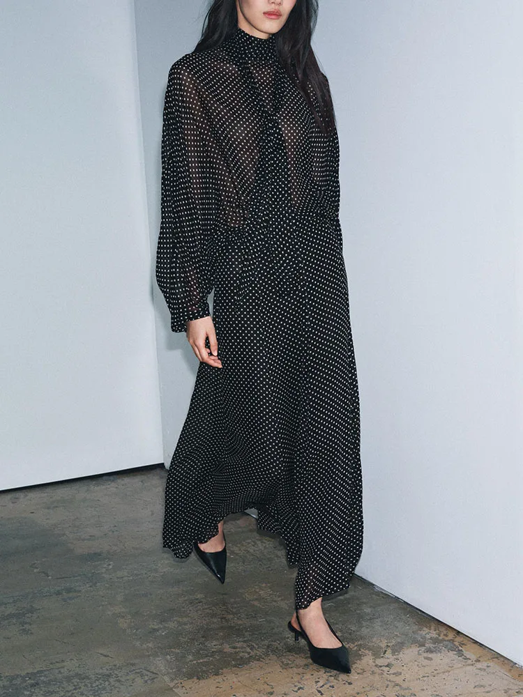 Winter 2025 New Women's irt Polka Dot Long Skirt mid Waist Stage Costume Ethnic Faion Ladies' Premium Clothing