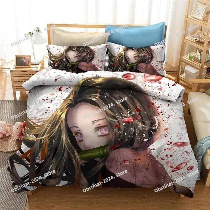 

Anime Demon Slayer Duvet Cover Pillowcase 3D Printed Bedding set Printed Pillowcase Single Double Queen Super King Size Sets