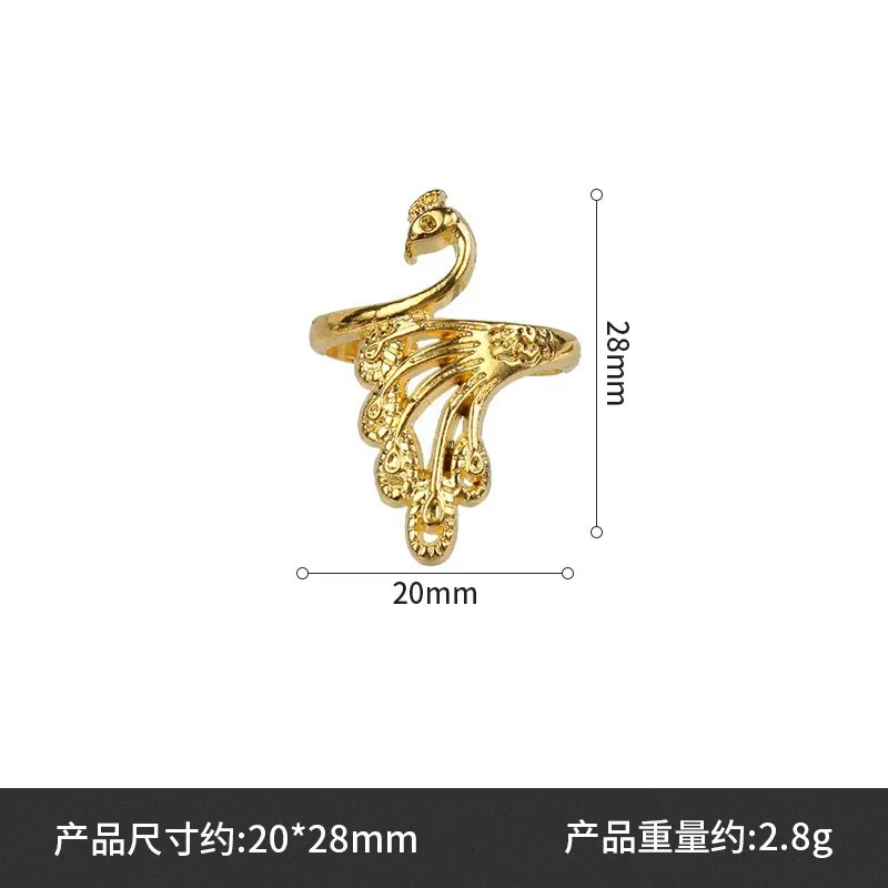 Hollow flower ring for women exaggerated personality open mouth name ethnic style peacock index finger ring