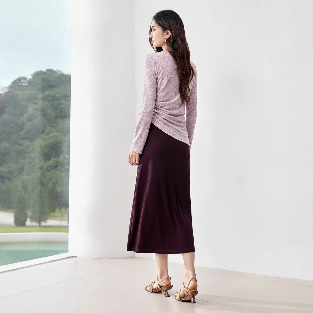 SENTUBILA Women Elegant 2 Piece Dress Set 2026 Ladies Autumn Long Sleeve Knit Top Slim Slip Maxi Dress Matching Set W61ZB5038