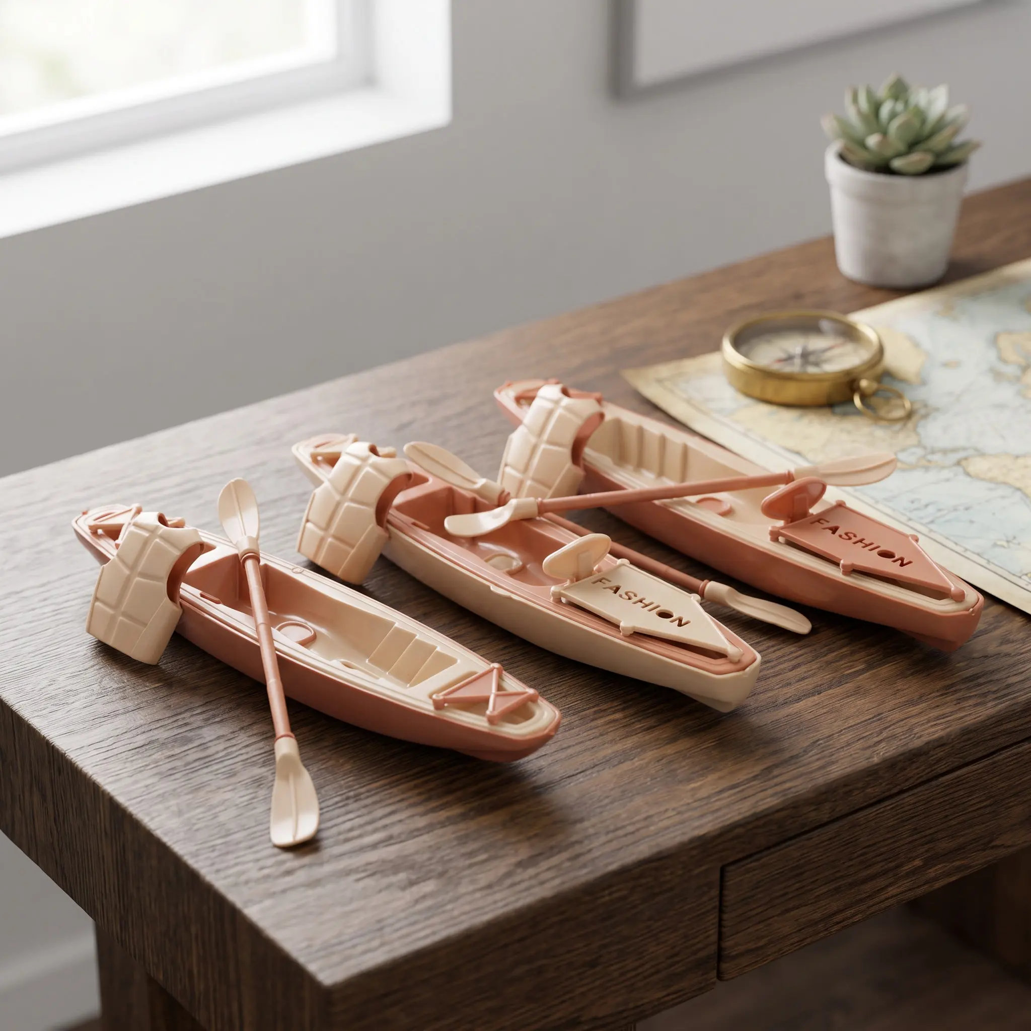 Canoe Decor Set Retro Plastic Marine Sculpture for Living Room Bedroom Desk Coastal Tabletop Decoration