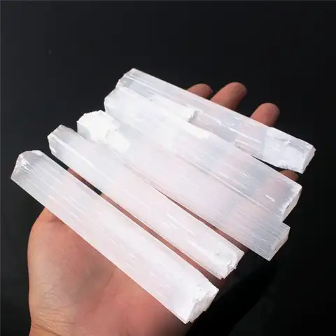 Natural Gypsum Sticks Raw Gemstone White Selenite Wand Reiki Energy Jewelry Making Healing Stone Crystal Quartz