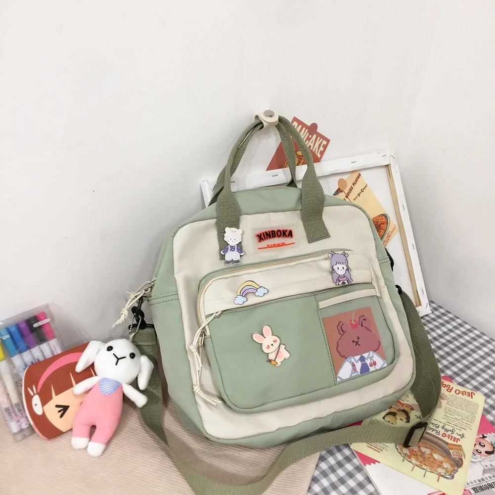 Kawaii Shoulder Backpack Japanese Students Schoolbag with Badges Messenger Bags