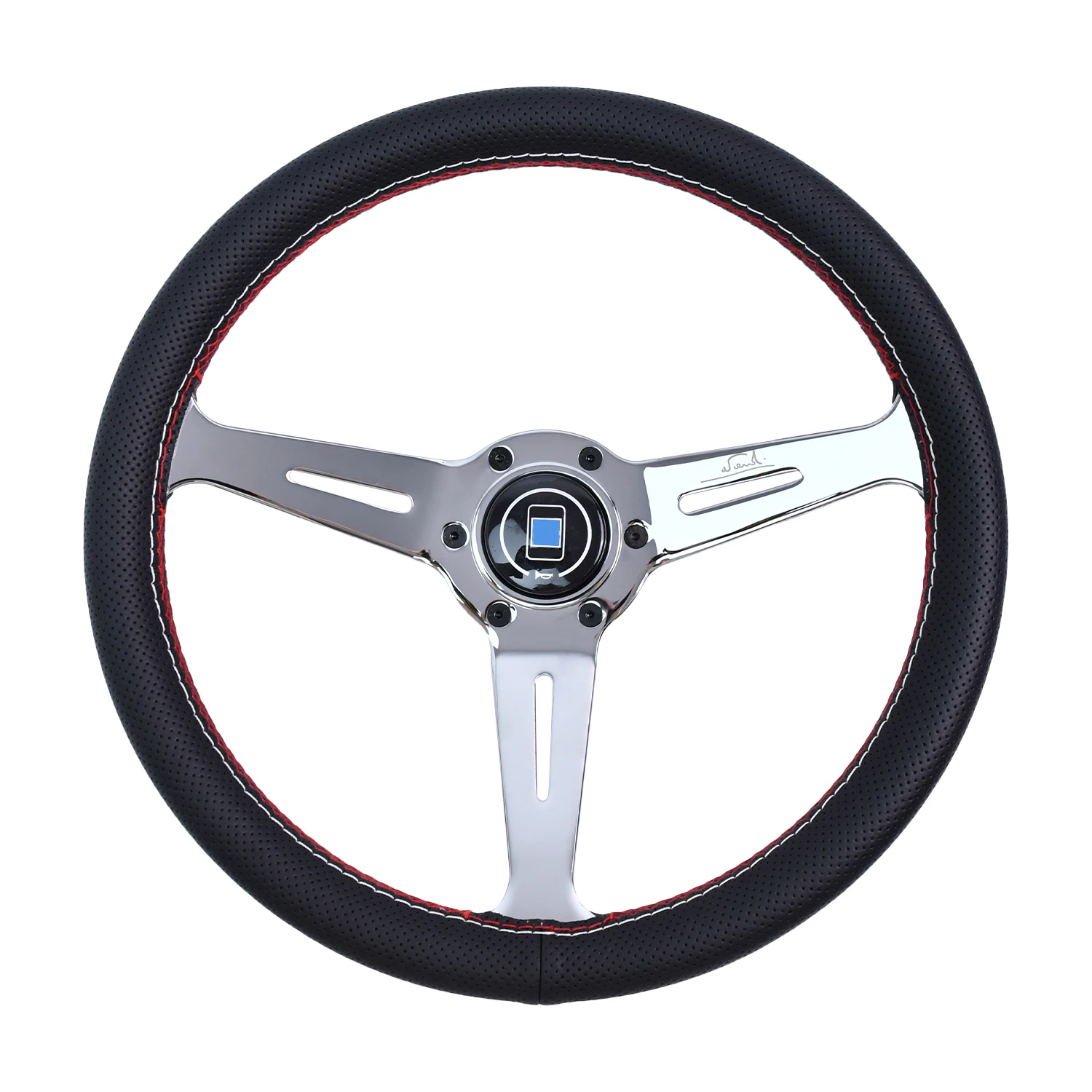 M Brand 14inch 350mm Black Edition Steering Wheel Microfiber Leather 40mm Deep Iron Spoke Car For Universal Steering