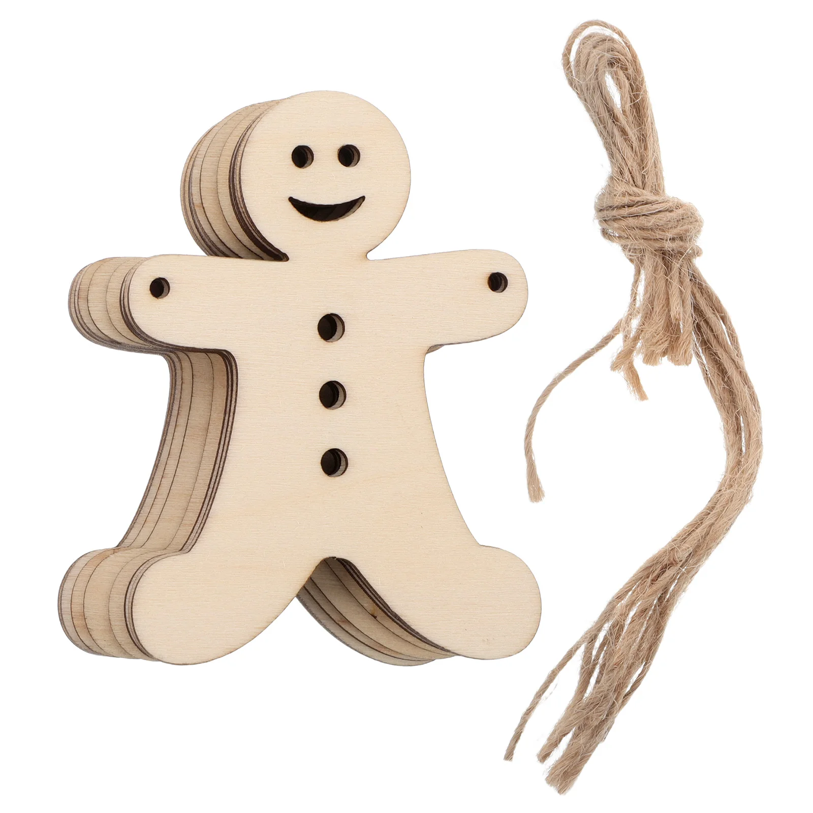 

40pcs Gingerbread Man Wood Cutouts Unfinished Blank Wooden Ornaments Christmas Blank Painting Slices Crafting Diy Hanging Tags