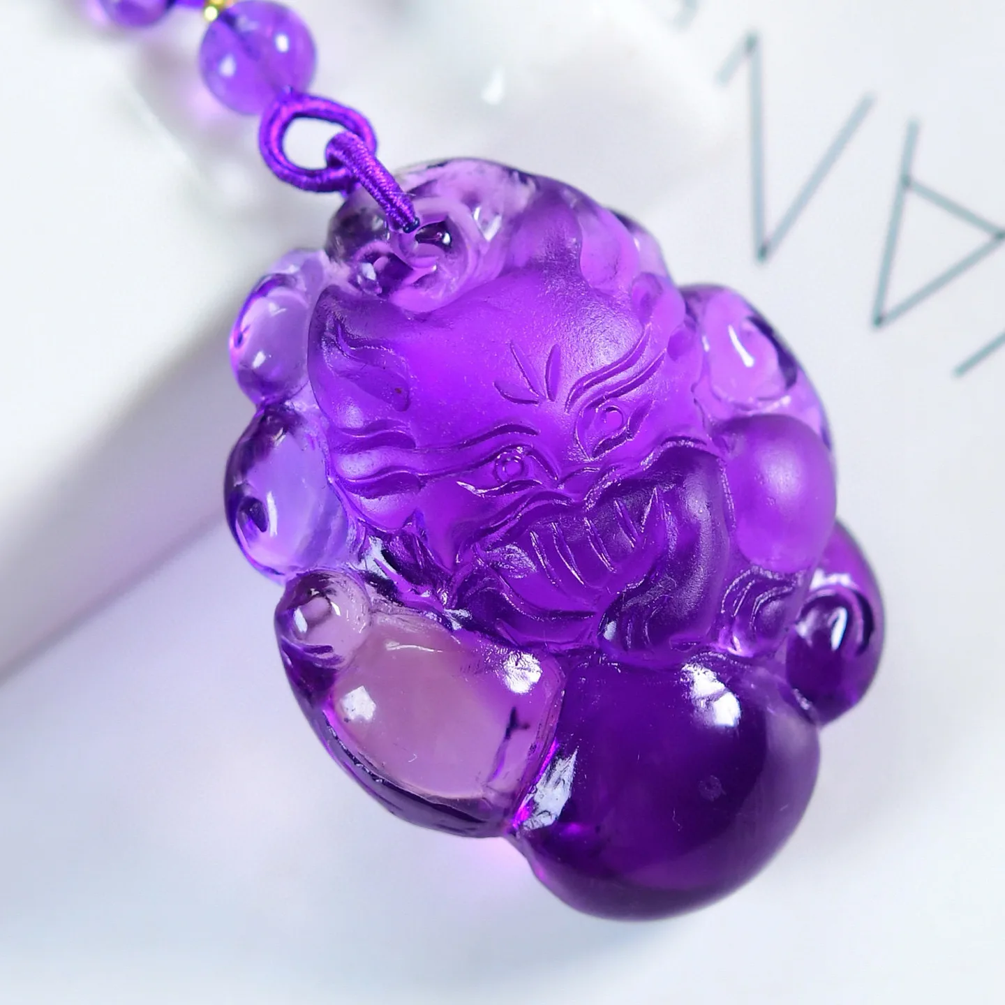 

Natural Purple Amethyst Quartz Pendant Necklace Fox 38.7*30*15mm Amethyst Jewelry Beads Women Men Necklace Brazil AAAAAA