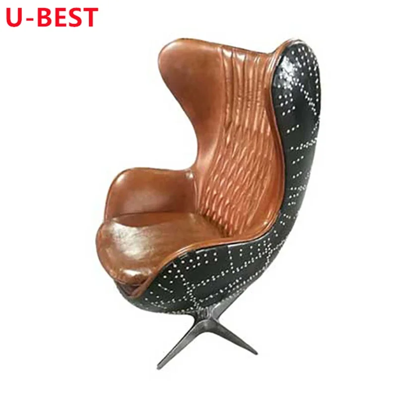 U-Best Retro Vintage uchylne obrotowe czarne aluminiowe fotel jajo lotnicze fotel do salonu designerski krzesło z akcentem