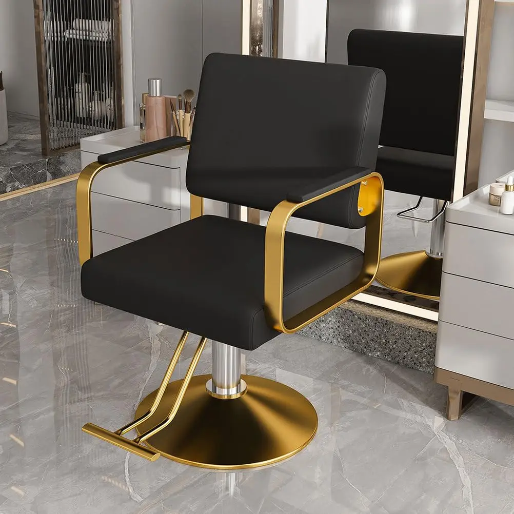 Hydraulic Barber Chair 360° Swivel 330 Lbs Black PU Leather, Customized