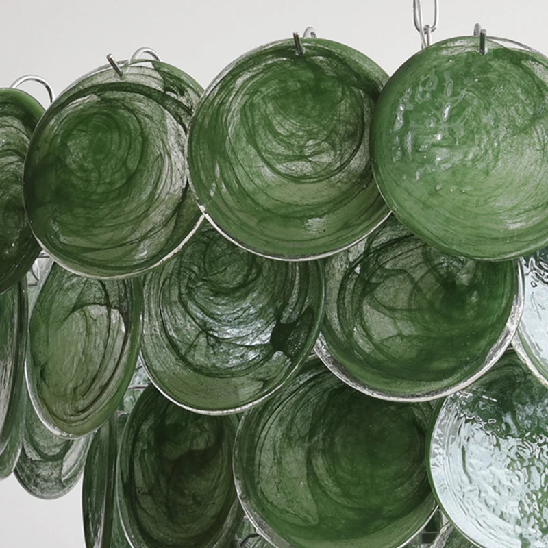 مورانو الأخضر الزجاج الثريا الزجاج الأخضر مصباح معلق خمر ديكور داخلي أنيق E14 لغرفة المعيشة غرفة نوم قلادة الإضاءة