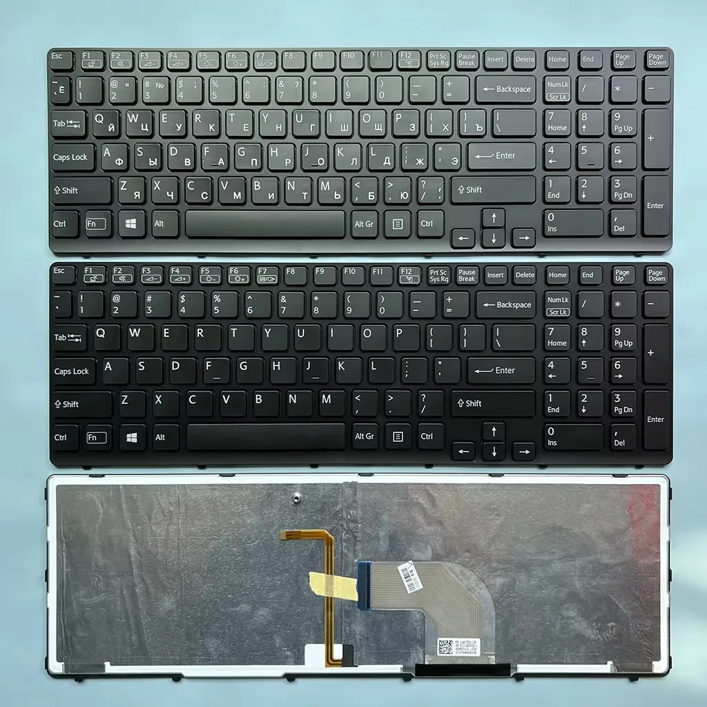 SVE1511 Russian/US Keyboard for SONY VAIO E15 SVE15 SVE1511 SVE-15 SVE151C11M SVE151E11T SVE1511SAC Laptop With Backlit Frame